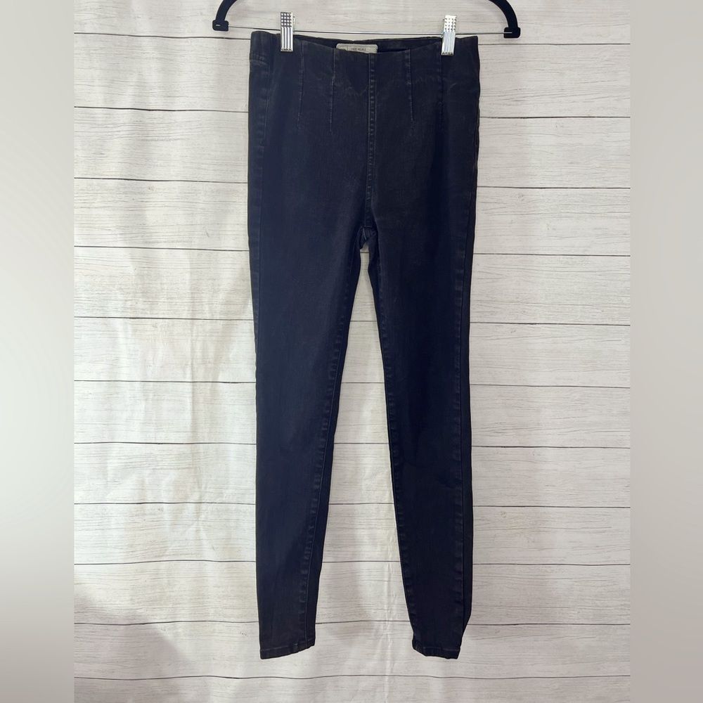 Free People High Rise Skinny Jean Jegging Elastic Waist Heathered Black Size 26